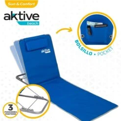 AKTIVE Matelas De Camping Pliable, Dossier Multipositions, Bleu -Pêche Boutique aktive matelas de camping pliable dossier multipositions bleu 2