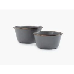 Barebones Bols à Mélanger En Émail - 2 Pièces - Gris Pierre -Pêche Boutique barebones bols a melanger en email 2 pieces gris pierre 4